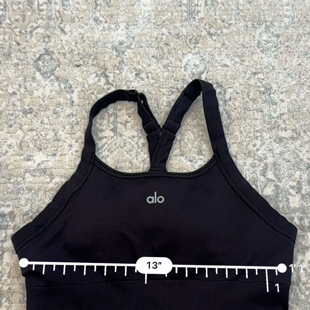 Alo Seamless Ribbed Favorite Bra Tank Black Size Medium - Picture 4 of 8
